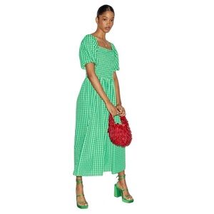 Never Fully Dressed Green Gingham Midi Dress